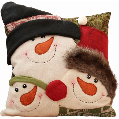 Cojín En Forma De Muñeco De Nieve - Adorno Navideño Para Sofá Y Hogar - 1 Unidad (1/4)