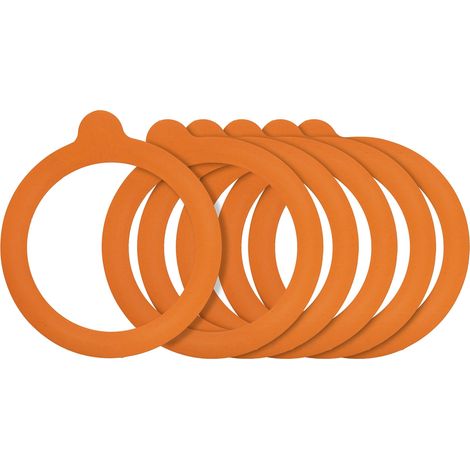 Pack 6 Joints bocaux 0, 35/0, 5/1/ 5 et 2 L, Plastique, Orange, 13, 5 x 1, 5 x 19, 5 cm (1/3)