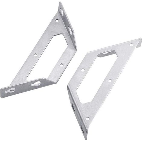 Lntyq Lot de 2 équerres d'angle trapézoïdales en acier inoxydable multi-usages pour chaise en bois, bibliothèque, planche, meubles de fenêtre (1/5)