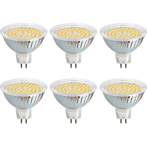 Ampoule GU5.3 LED 12V 5W Blanc Froid 6000K, Ø50mm, 120 Degrés, Équivalent GU5.3 35W 50W, 500LM, AC/DC 12V, Spot LED MR16 GU5.3 pour Cuisine/Salle de Bain/Armoire, Non-dimmable, lot de 6