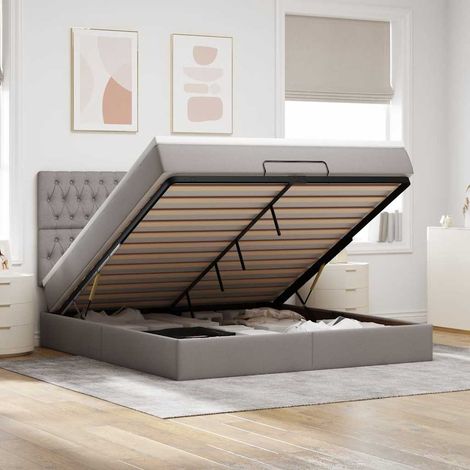 Ottoman-Bett mit Matratze Taupe 180x200 cm Stoff (1/5)