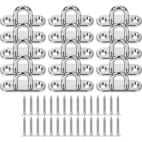 15 ganchos de acero inoxidable de 4,5 x 1,5 mm con ojales - ojales extendidos - herrajes marinos - cierre de velcro - ganchos para montaje en pared (1/4)