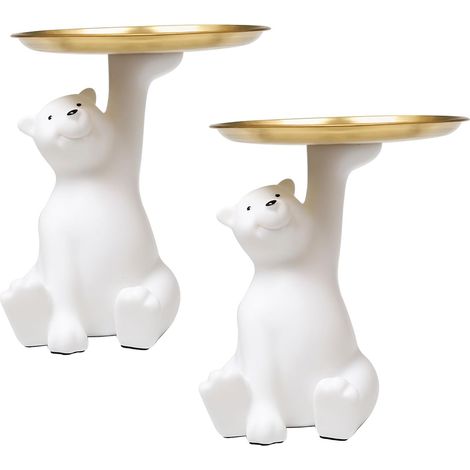 2 Sculptures Ours en Résine avec Plateau Vide-Poche, Décoration (1/5)
