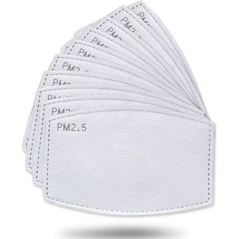 Lot de 50 filtres à charbon actif, tissu non tissé avec 5 couches de protection remplaçables P-M 2,5 pour femmes, hommes et enfants (1/5)