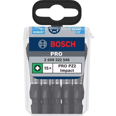 Bosch Accessori - Set di bit PZ2, lunghezza 55 mm, 15 pezzi 2608522546