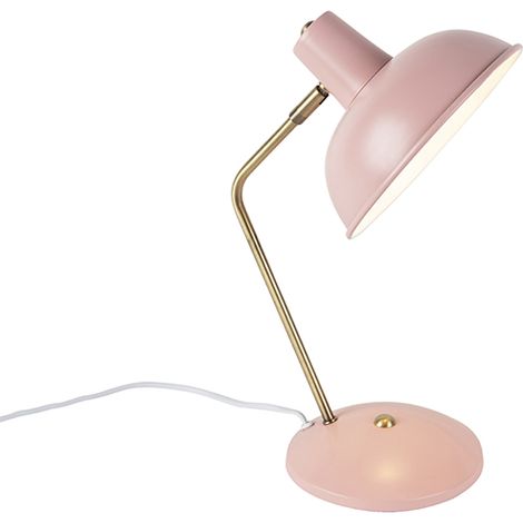 Retro Tischlampe pink mit Bronze - Milou