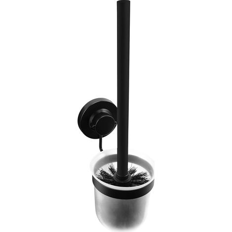 Porte-Brosse WC 3 en 1 - avec Brosse WC - 3 Options de Fixation différentes avec Ventouse, Patin adhésif et perçage - Noir - Accessoire WC - T3402671 (1/5)