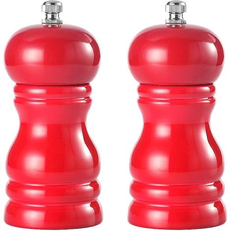 Manuelle Pfeffermühle aus Massivholz, Gewürzflasche, PU-Lackierung, rote Pfeffermühle