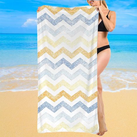 Serviette microfibre rayée, séchage rapide, pour plage, sport, spa (1/5)