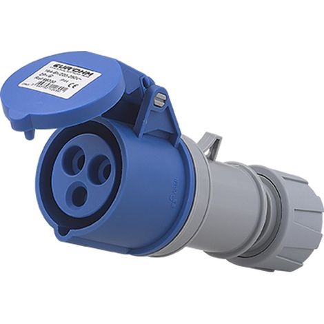 Prise industrielle mobile droite IP44 - 2P+T - 16A - 230V AC - Eur'Ohm