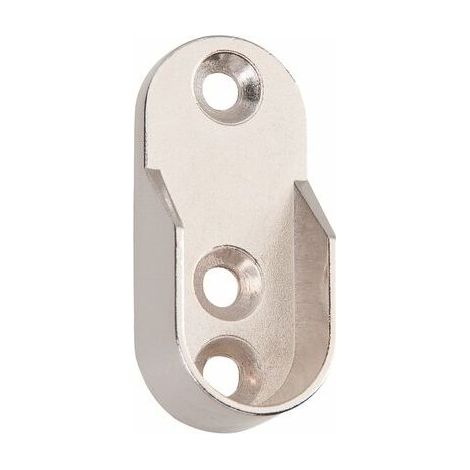 Ovale Kleiderstangenhalterung aus Zinklegierung mit Chrombeschichtung, Maße 43 x 19 mm, geeignet für 30 x 15 mm Rohre, einfach zu montieren.