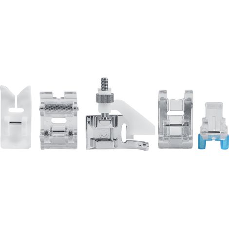 Set mit 11 Metall-Nähfüßen für Haushaltsnähmaschinen, inklusive Reißverschlussfuß und Füßen zum Quilten und Knöpfen. (1/5)