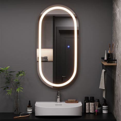 Espejo de baño Miral, Vidrio, 100 x 50 cm con iluminación frontal, Vicco