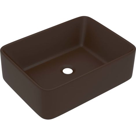 Lavandino Luxury Marrone Scuro Opaco 41x30x12 cm in Ceramica vidaXL