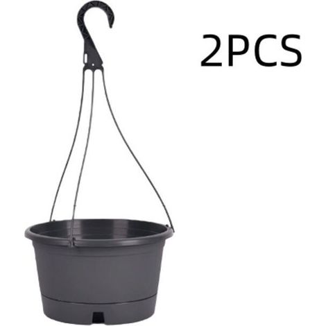 Lot de 2 jardinières suspendues, 25.4 cm de diamètre pour l'intérieur et l'extérieur, Pot de Fleurs Suspendu avec Trou de Drainage et pour Le Jardin et la Maison (Noir) (1/2)