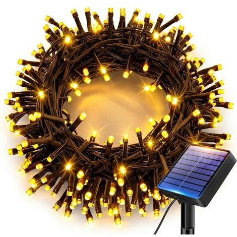 Guirlande Solaire Exterieur Jardin, 12M 100 LED Lumineuse Étanche IP65, 8 Modes Guirlande Lumineuse Exterieure Solaire, pour Terrasse Cour Noël Mariage Fête, Blanc Chaud [Classe énergétique E] (1/5)