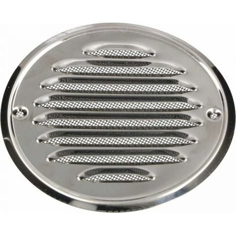 Grille d'aération ronde en acier inoxydable - 140 mm - avec vis - Moustiquaire - Grille d'aération à lamelles - Antirouille