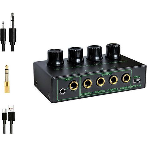 Rauscharmer 4-Kanal-Stereo-Audioverstärker, professioneller Kopfhörerverstärker für Mischpult, PC und Gitarre (2er-Pack). (1/5)