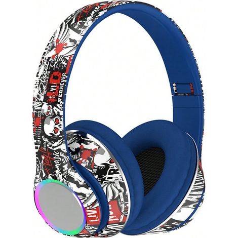 Auriculares inalámbricos Tuya con graves potentes, Bluetooth 5.4, universales con cable para teléfonos con música y efecto de iluminación ambiental. (1/5)