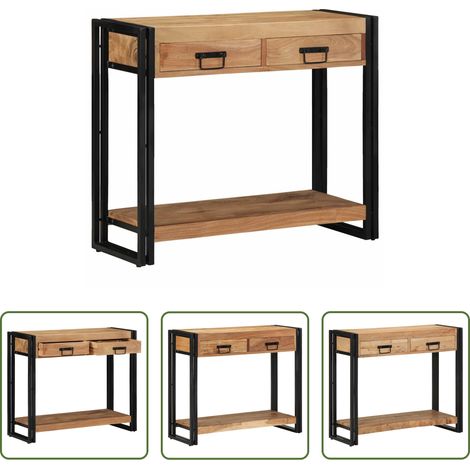 Akazienholz -  Konsolentisch mit Regal Braun 90 x 33 x 75 cm Massivholz Akazie (1/5)