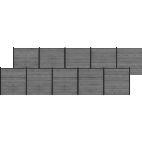 Fence Set 1737 x 186 cm WPC and Aluminium Grey vidaXL