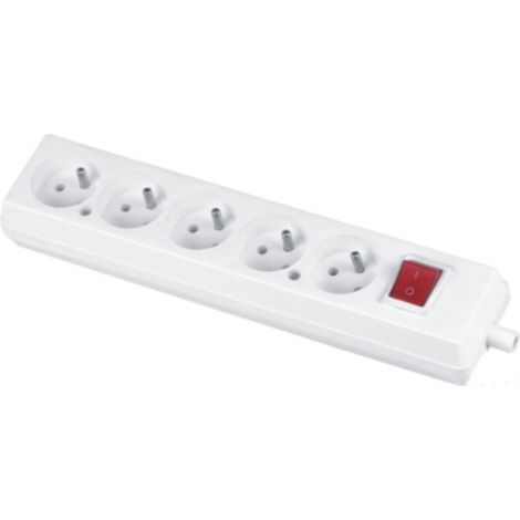 Presa portatile a cinque vie 16A 2P+Z 250V con interruttore, bianca GN-570WS