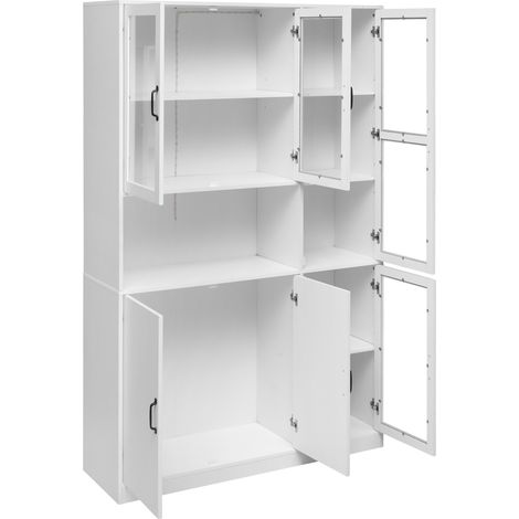 Vitrine blanche avec LED 120 x 40 x 200 cm en MDF et verre trempé (1/5)