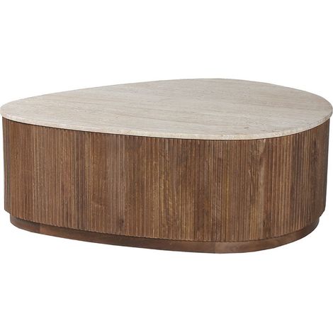 Mesa baja de madera maciza colección DELHI 100cm - Estilo étnico y diseño (1/5)