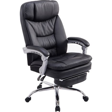 Bureau de relaxation élégant en cuir écologique avec des accoudoirs et des reproches de pied dans diverses couleurs Couleur : Noir (1/5)