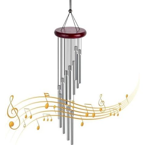 Campanelli a vento da esterno in legno massello con tubo in alluminio, melodiosi, naturali, musicali, per giardino, patio, veranda, balcone, decorazione per la casa, regalo per interni (1/4)