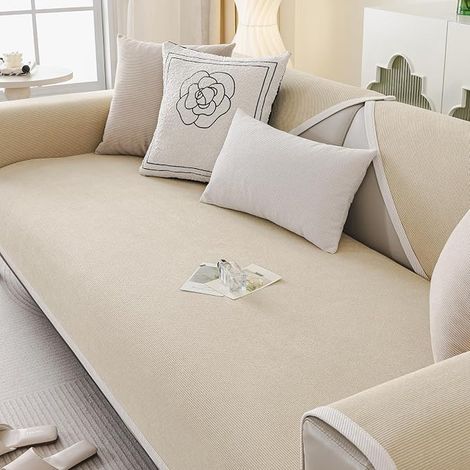 90 x 180 cm Corduroy Sofa Cover, Dog Cover, Textured, Solid, Universal Non-Slip Cover, Various Sizes (Light Brown) (1/5)