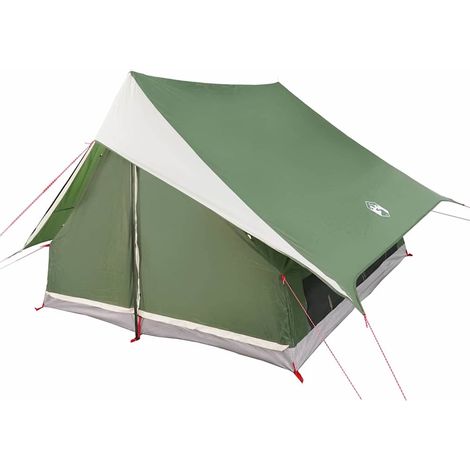 vidaXL Tienda Familiar con techo Verde y blanco 256 x 256 x 185 cm (1/2)