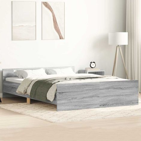 vidaXL Cadre de lit sans matelas sonoma gris 150x200 cm (1/4)