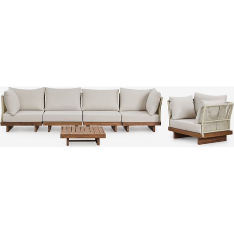 SKLUM Wohnzimmerset mit 4-teiligem Modulsofa mit 2 Ecksesseln, Couchtisch und Sessel aus Dailin-Akazienholz Akazie Braun (1/5)