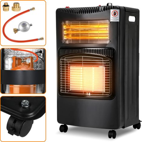 Randaco Chauffage d'appoint infrarouge au gaz-électricité butane - avec Adaptateur Europe - Allumage par piezo - Surface de chauffe jusqu'à 80 m² - 3 niveaux (1/5)