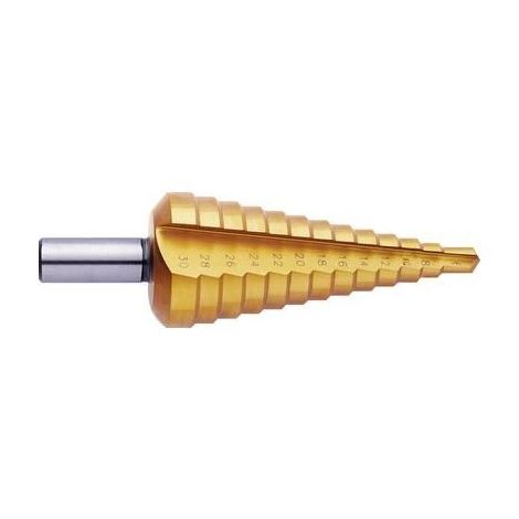 Exact 5343 HSS Punta a gradini Lunghezza totale 80 mm TiN Alberino a 3 facce 1 pz.