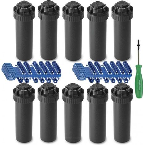 Rain Bird – Lot de 10 arroseurs à turbine 5004-PC – Portée réglable 7,6 à 15,2 mètres – Filetage femelle 3/4'' – Débit optimisé 0,17 à 2,19 m³/h (1/5)
