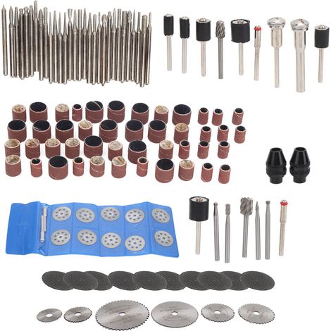 Kit 121 pièces accessoires ponceuse électrique, lames scie circulaire mini acier rapide, disques abrasifs assortis (1/5)