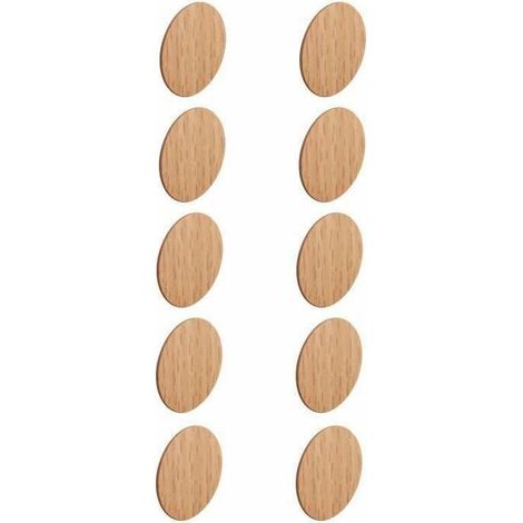Lot de 10 cache vis autocollants en plastique couleur bois hêtre marron – Diamètre 13mm – Pour dissimuler les trous de vis (1/2)