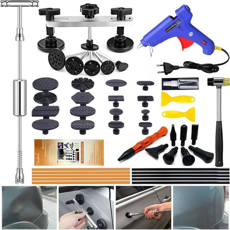 Ventouse Carrosserie et Kit Debosselage sans Peinture avec Pistolet à Colle, Debosselage Carrosserie, pour Voiture, Réfrigérateur, Moto Corps, Porte (1/5)