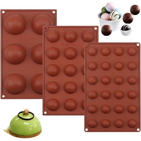 Moule en silicone semi-sphère 3 pièces moule à boules de chocolat différentes tailles moules à bonbons 6 cavités 15 cavités 24 cavités (1/5)