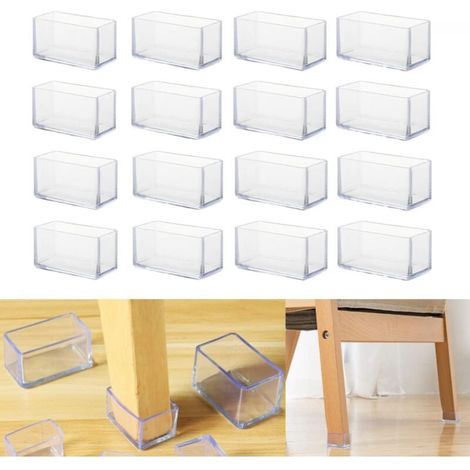 Set of 16 rectangular silicone foot protectors for chairs, furniture legs, removable table legs, stool legs (1/5)