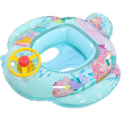 Anneau De Natation Gonflable - PVC Épais Non Toxique - Pour Bébés Et Enfants - Avec Volant Miniature Et Assise Antidérapante - 1 Pièce (1/5)