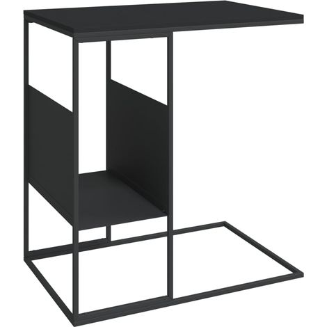 Tavolino laterale a forma di C 55 x 36 x 59,5 cm Legno ingegnerizzato nero e ferro DEC040296