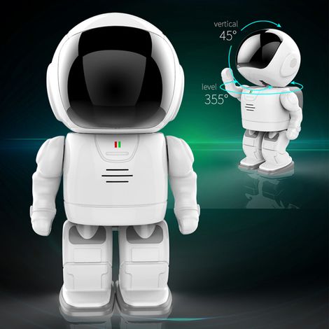 Caméra de surveillance sans fil, vue panoramique haute définition à 360 degrés, se connecte à un téléphone portable pour la vision nocturne à distance, robot, 1080P. (1/5)