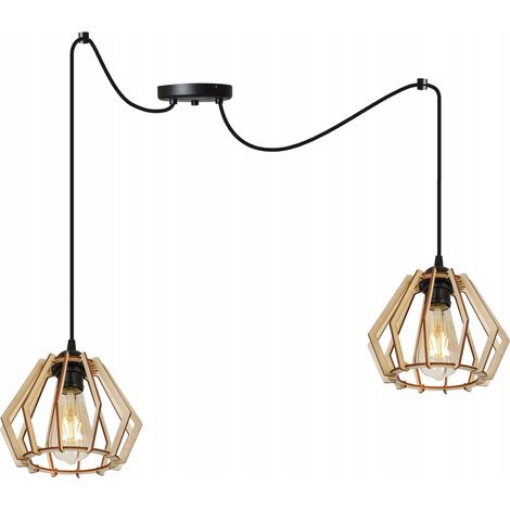 Moderne LED-Deckenpendelleuchte aus Holz (1/5)