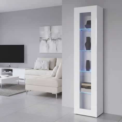 Escaparate Vladimiro, Mueble Expositor 4 Estantes, Hecho en Italia, 30x40x180h cm Blanco Brillante (1/5)