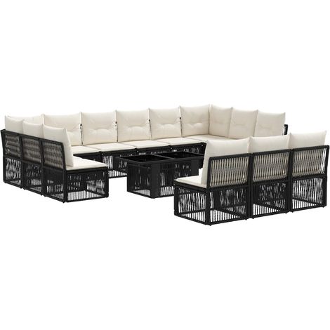 Gartensofa-set 14 stk. Schwarz Poly-Rattan vidaXL (1/5)