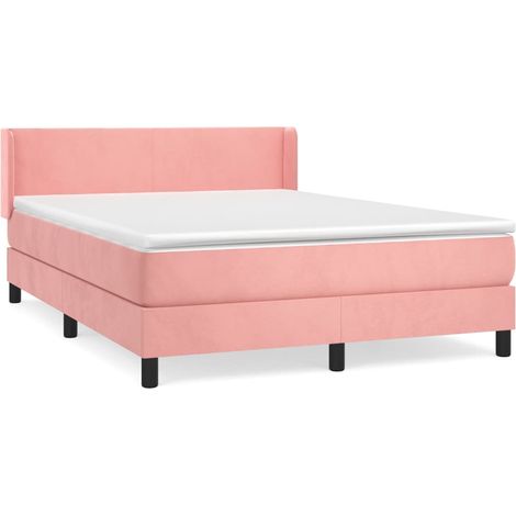 Maison Exclusive - Sommier à lattes de lit avec matelas Rose 140x190 cm Velours (1/5)