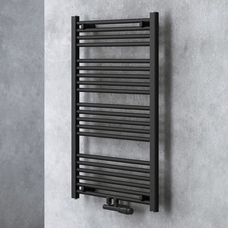 Doporro – Radiateur tubulaire vertical 100x60 cm – Sèche-serviette eau chaude 575W – Acier inoxydable gris-noir – Montage mural pour gain de place (1/5)